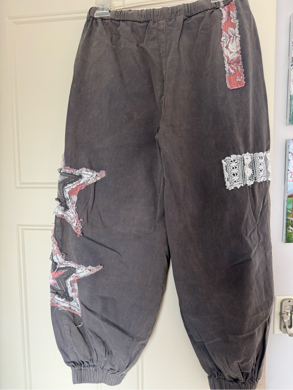 POL Taupe Wide-Leg Track Pants with Star Appliqués - Picture 3 of 4
